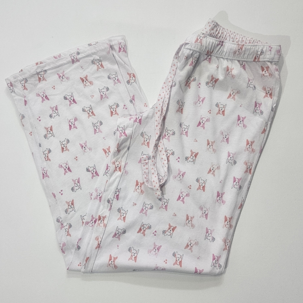 Sonoma Loungewear Pants Womens Size XS White Puppy Dog‎ Print Sleepwear Bottoms